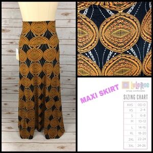 LuLaRoe Gold & Black Geometric Print Maxi Skirt